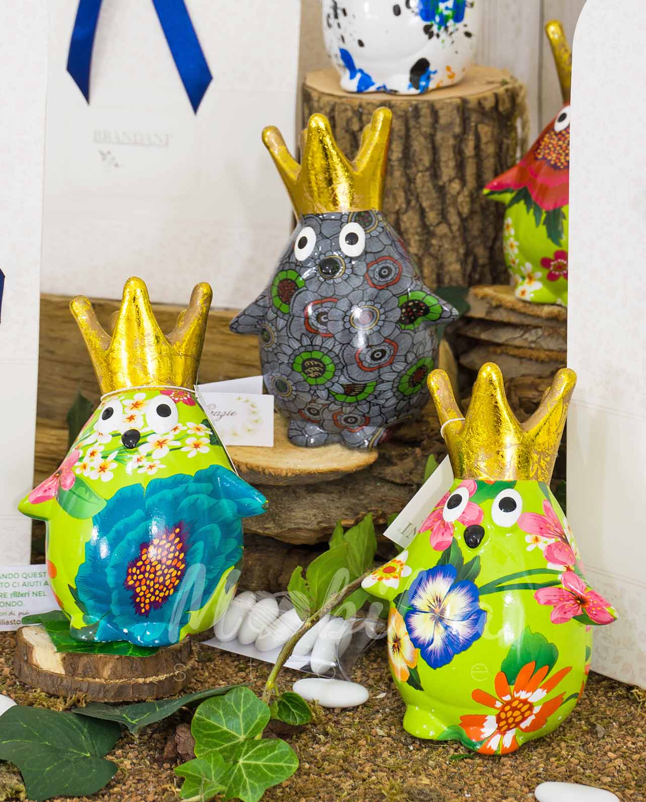 Bomboniera salvadanaio pinguino ceramica dolomite Brandani vari decori - immagine 2
