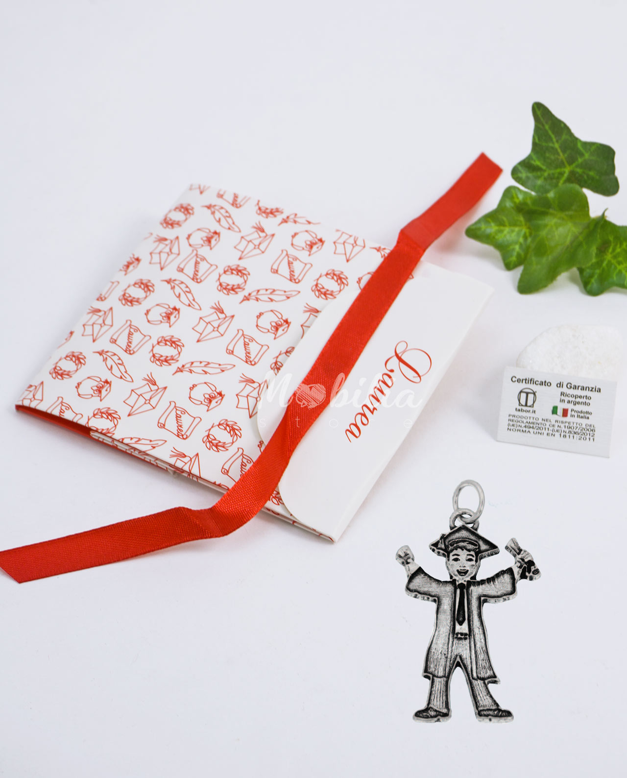 Ciondolo ragazzo laureando bagno argento Tabor con scatola