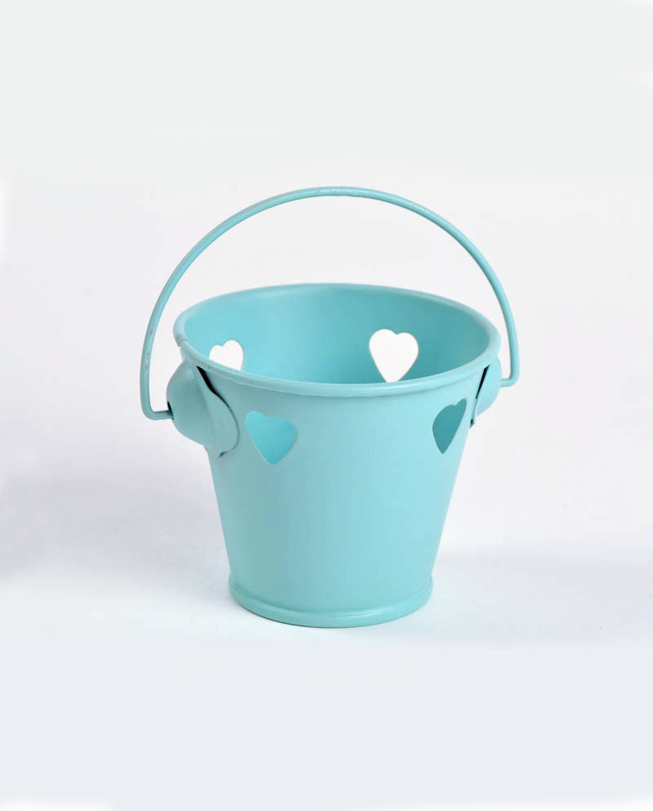 secchiello portaconfetti metallo azzurro con cuore