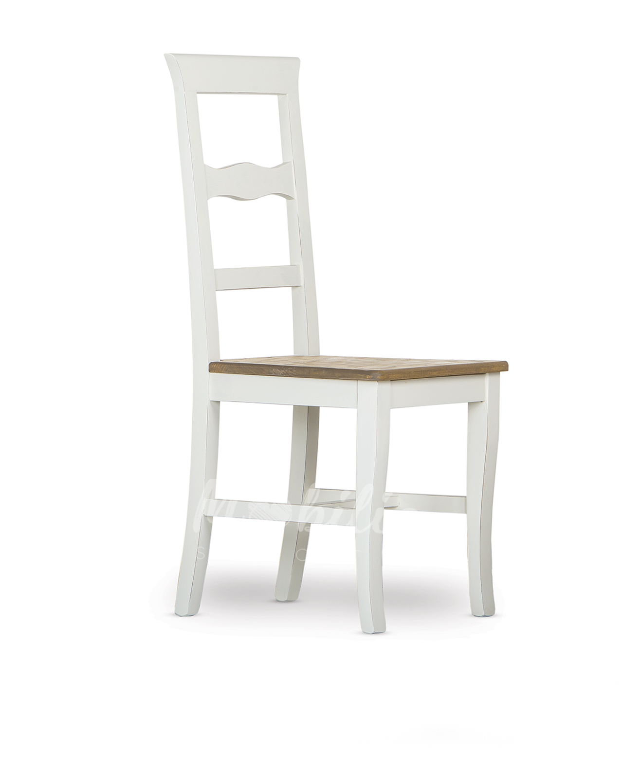Sedia in legno stile shabby chic, colore avorio