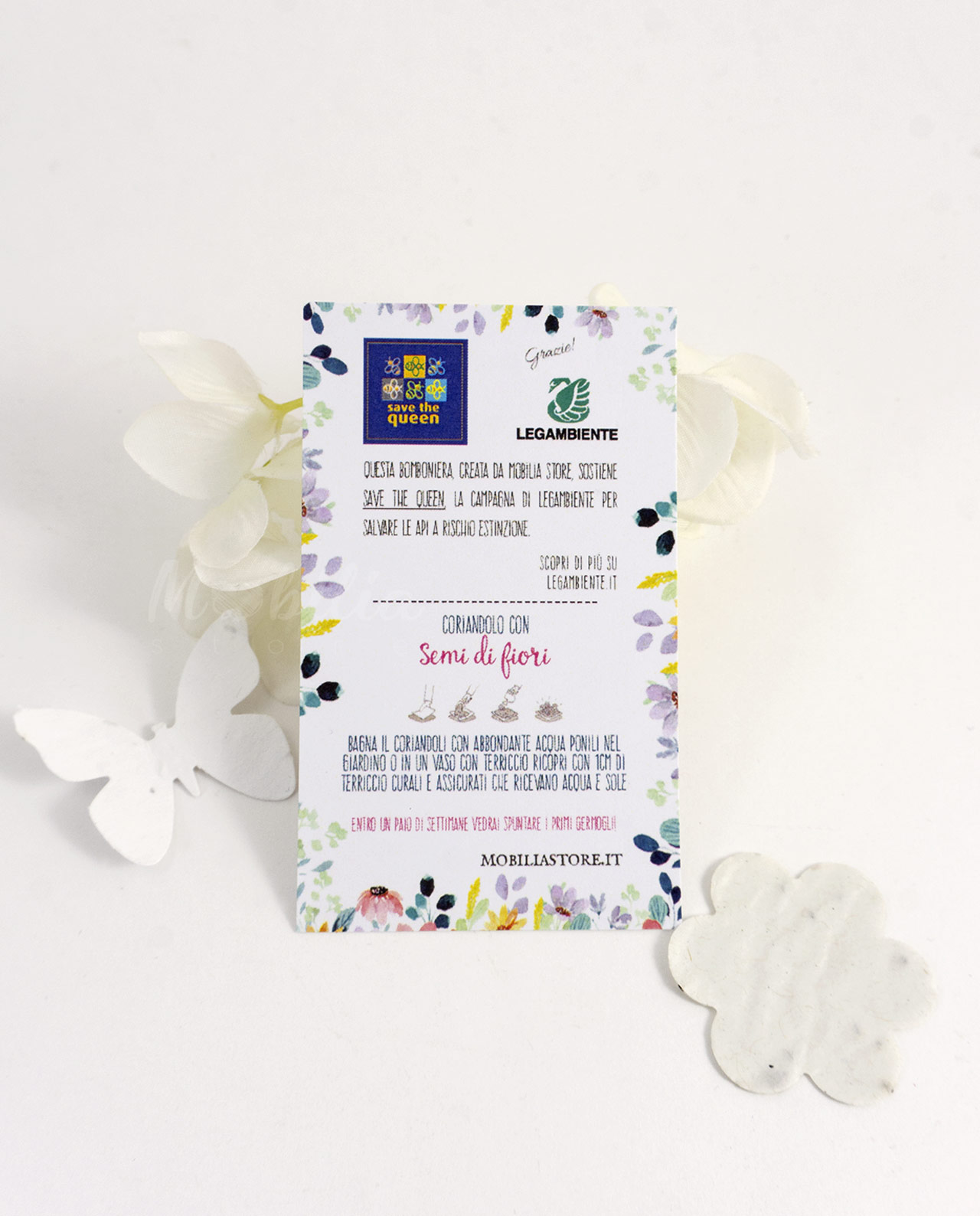 Segnaposto Legambiente cartolina con coriandolo da piantare