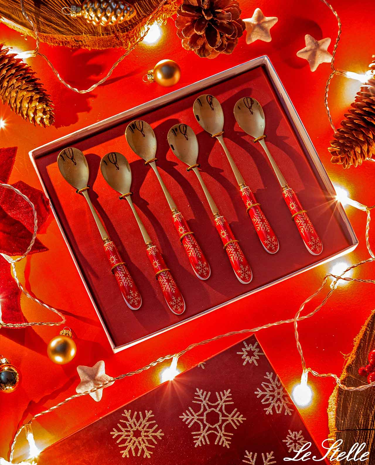 Set di 6 cucchiaini natalizi con scatola regalo