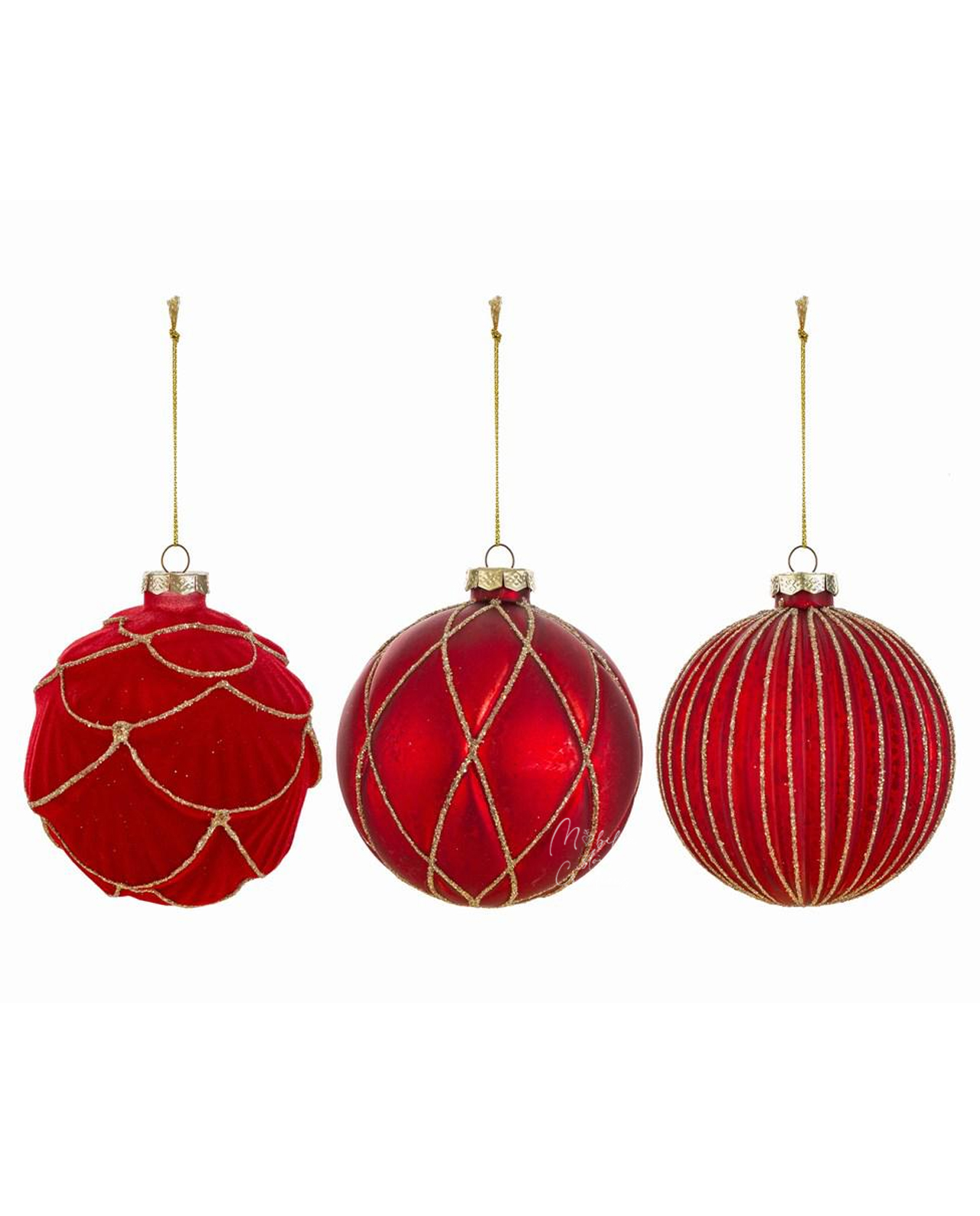 Set 3 palline in vetro rosso