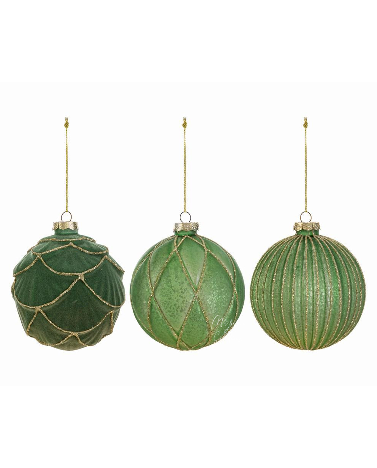 Set 3 palline in vetro verde