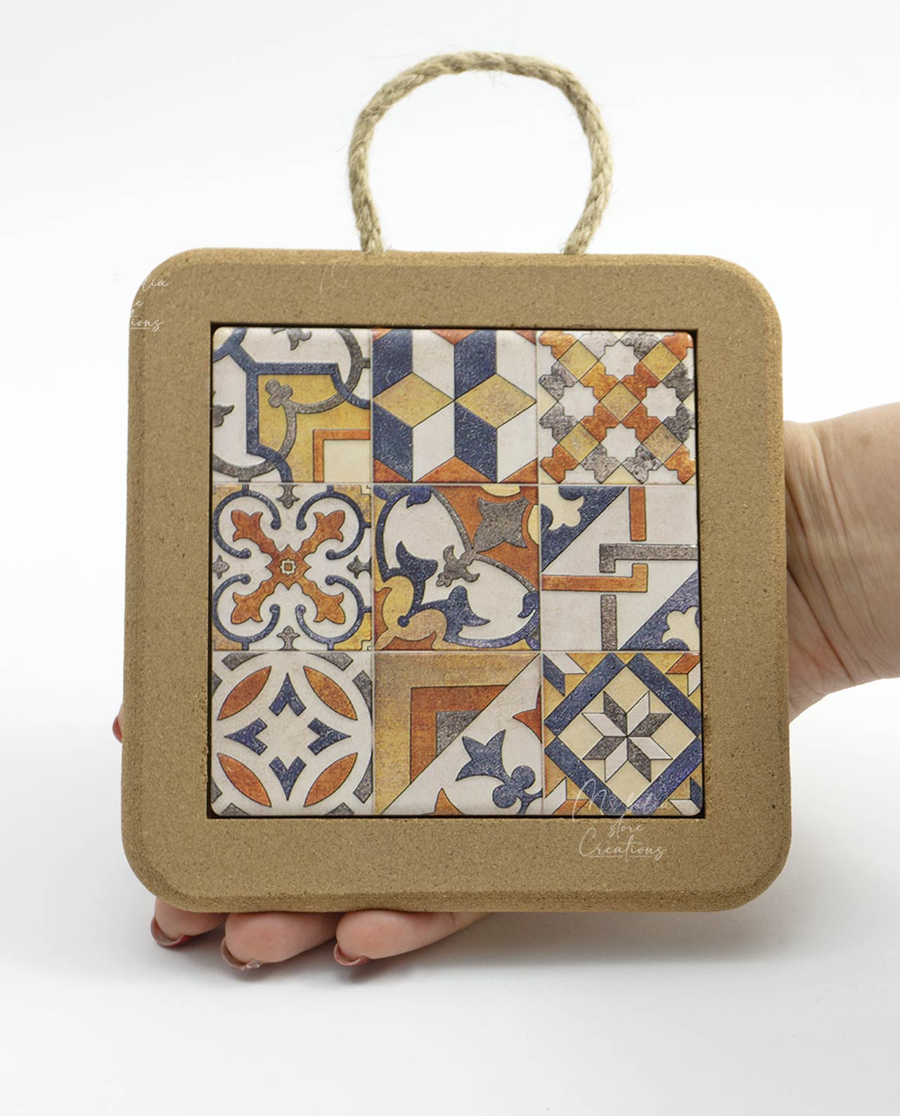 Bomboniera Sottopentola in sughero con mattonella maiolica varie misure - immagine 4