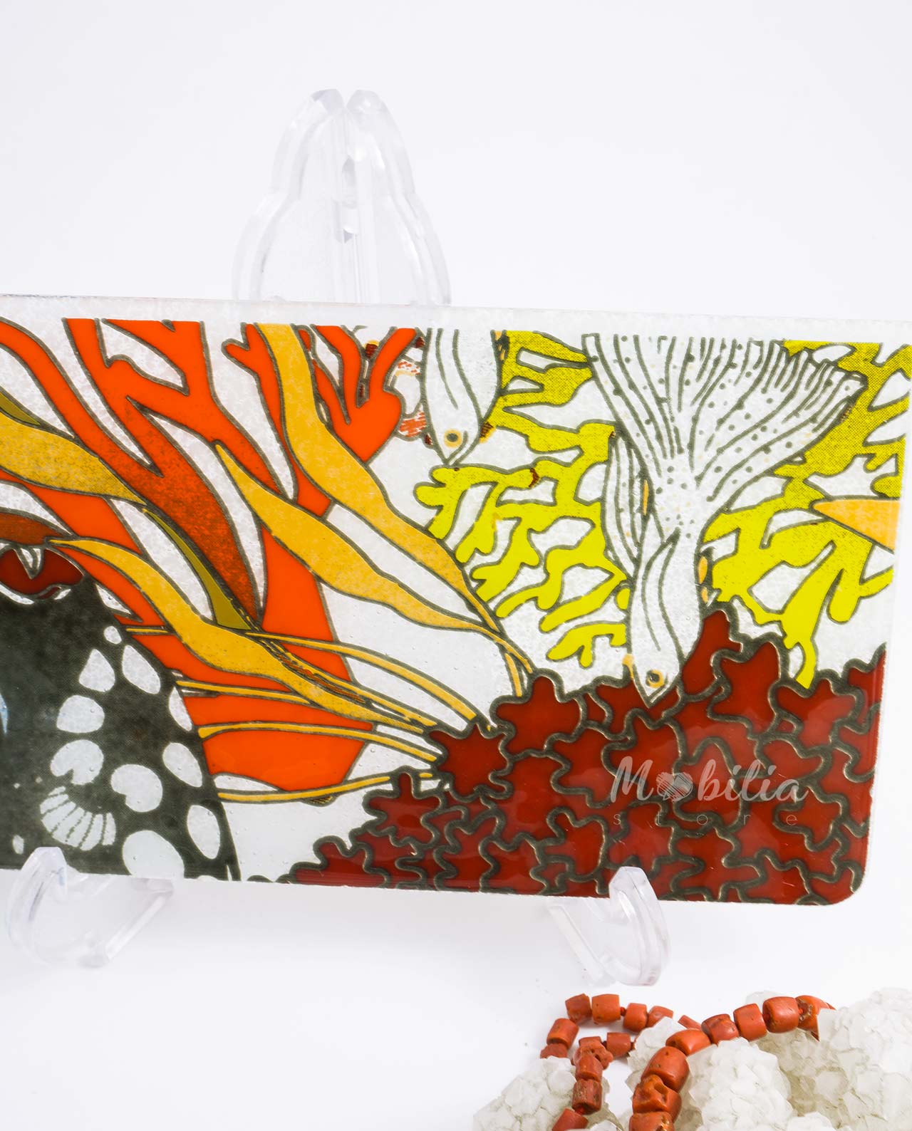 Tagliere rettangolare in vetro linea Mares rosso vetreria artistica - immagine 4