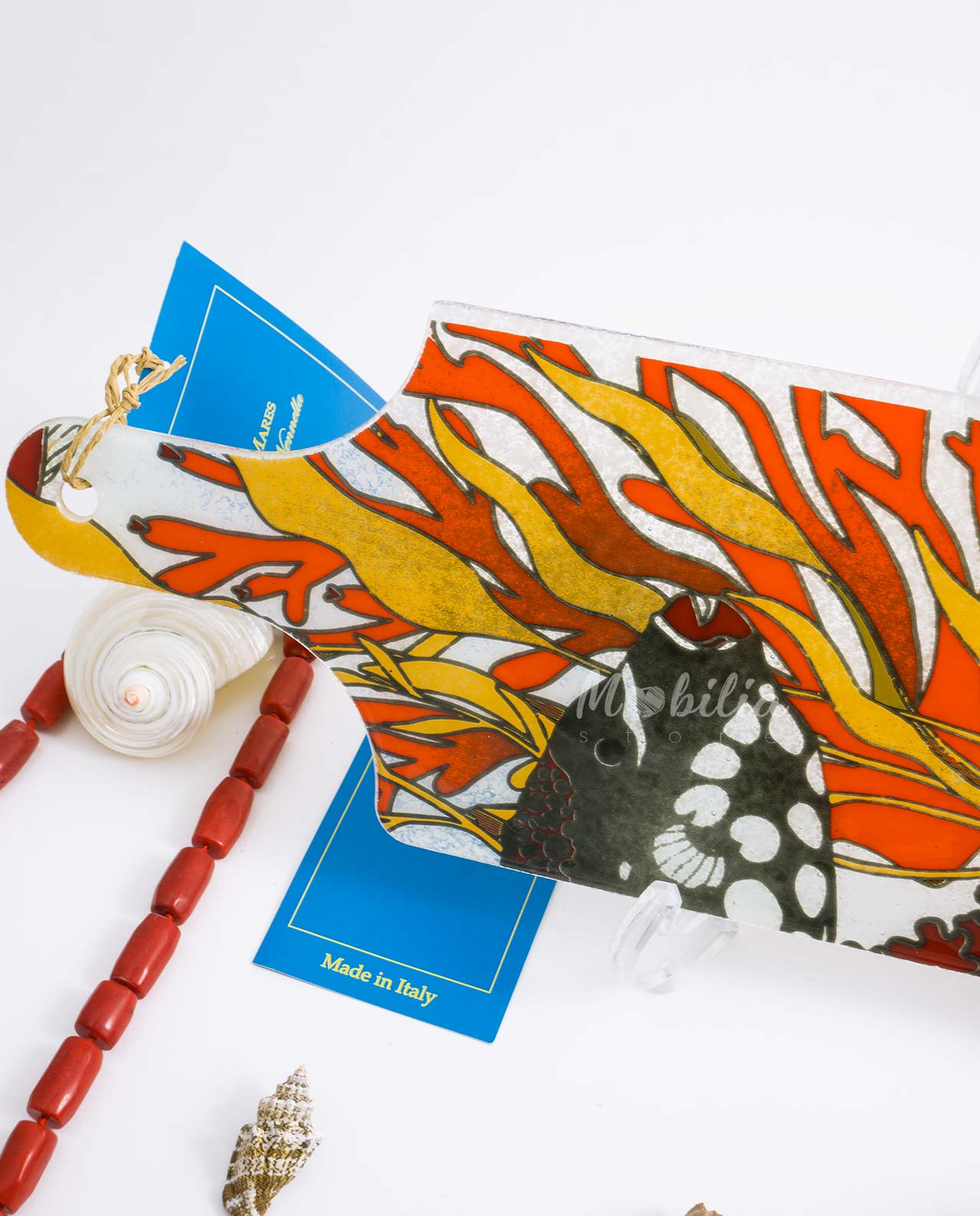 Tagliere rettangolare in vetro linea Mares rosso vetreria artistica - immagine 3