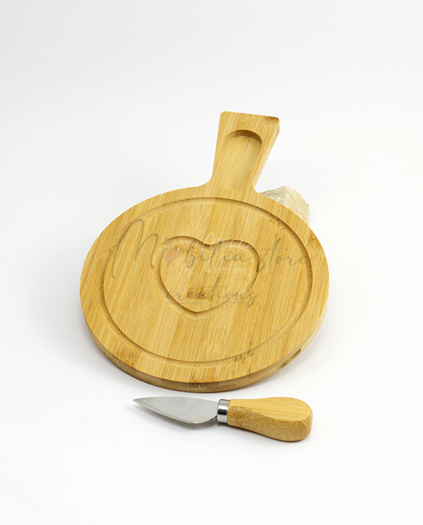 Tagliere tondo con coltello da formaggio - immagine 2