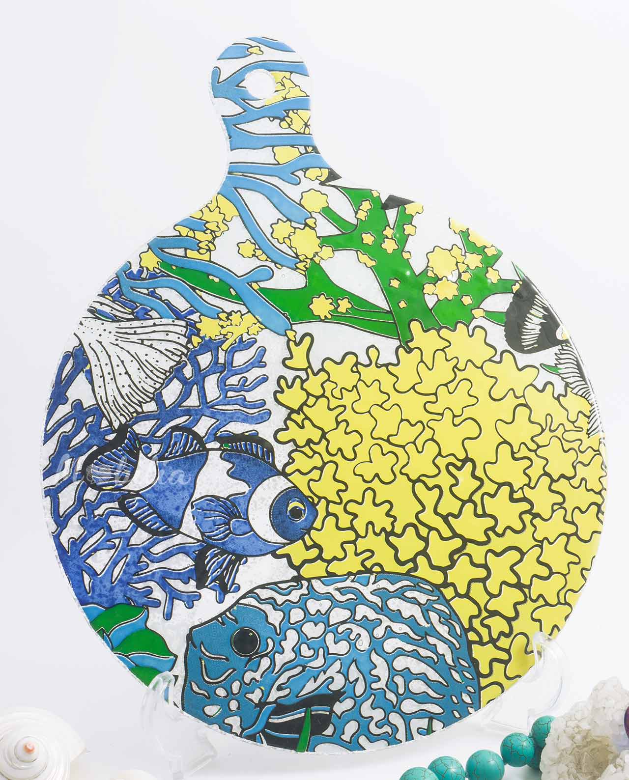 Tagliere rotondo in vetro linea Mares vetreria artistica - immagine 3