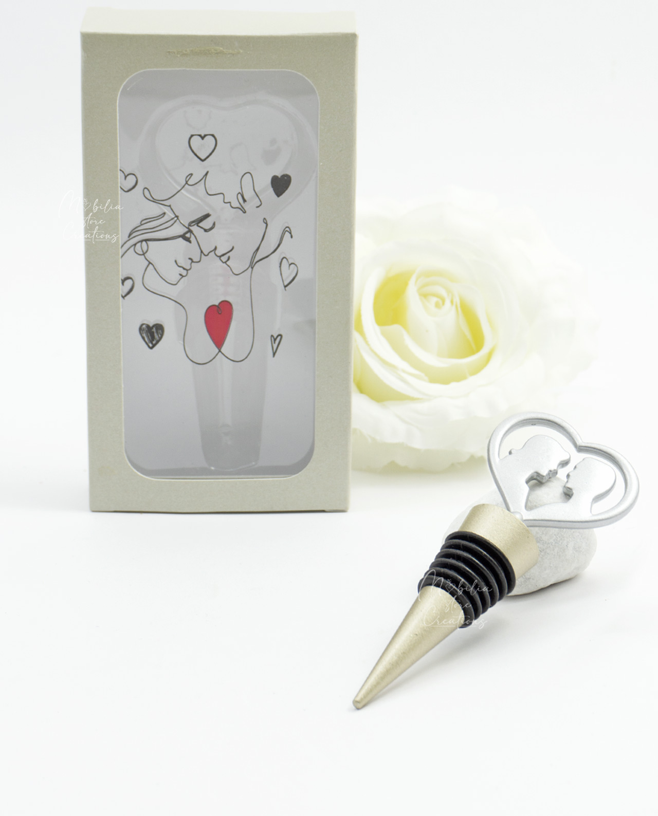 Tappo vino cuore con sposi colori assortiti