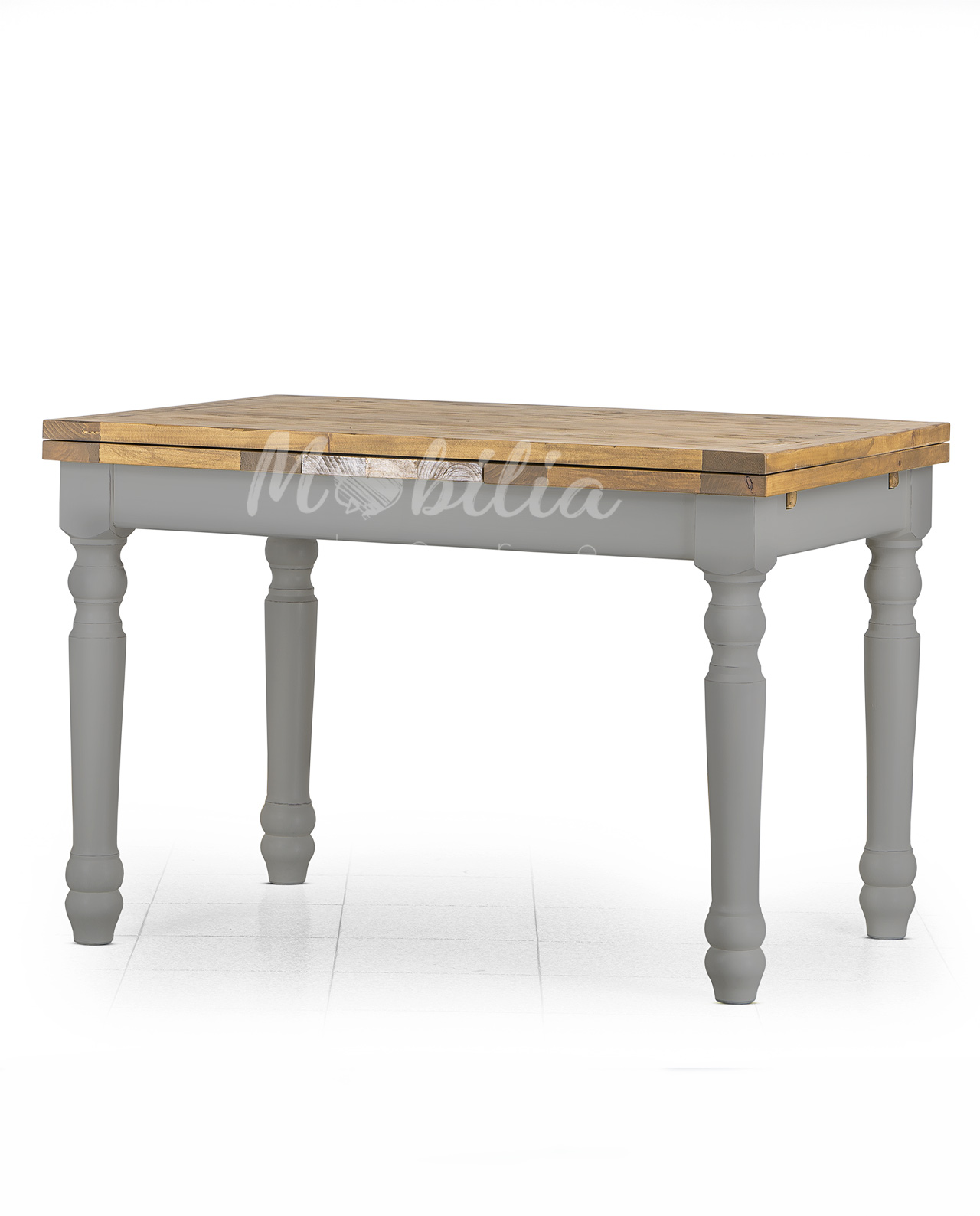 Tavolo allungabile in legno stile shabby chic, colore grigio