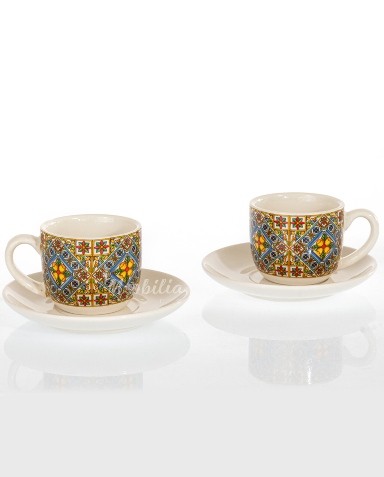 Coppia di tazzine in ceramica stile mediterraneo Cuorematto