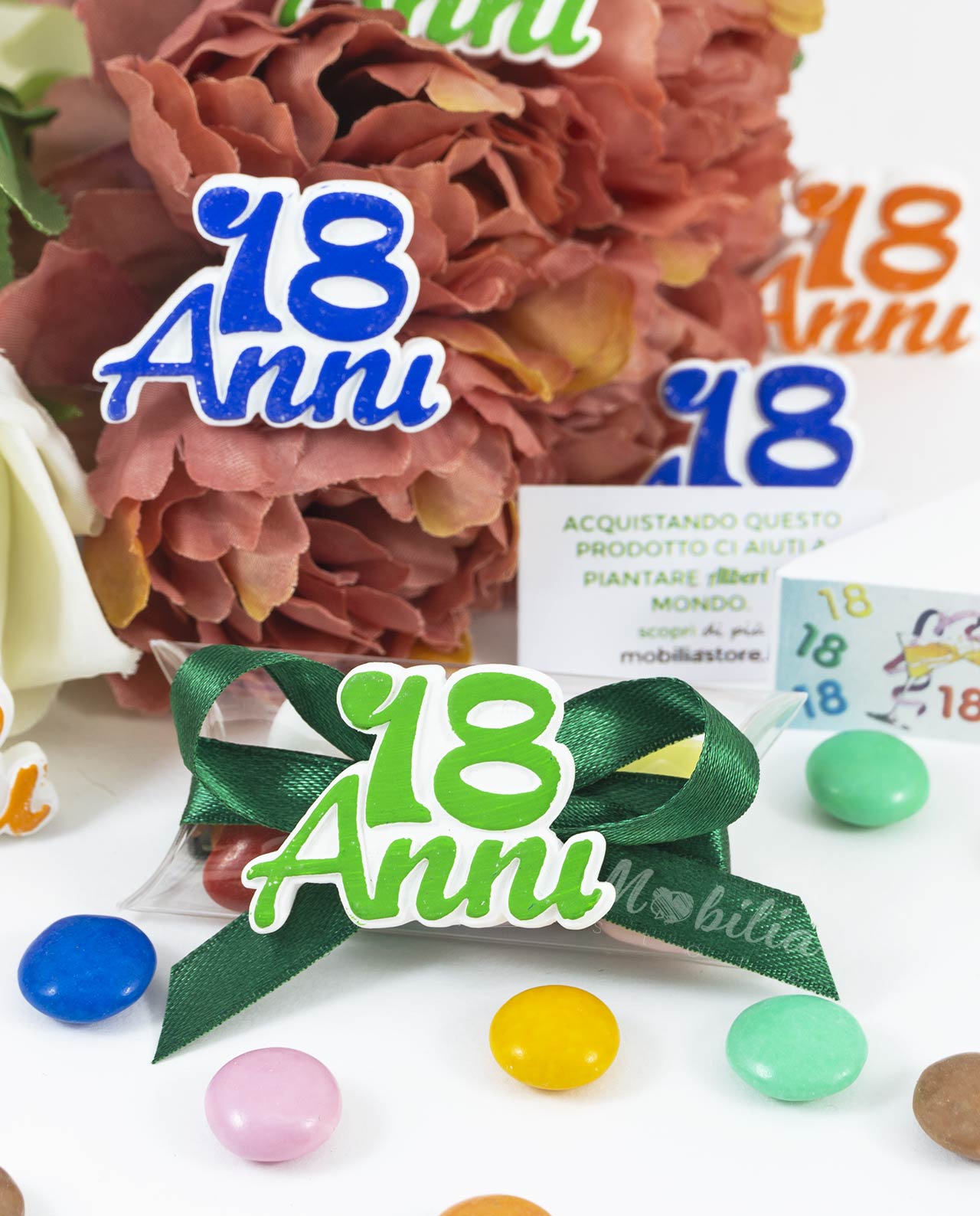 Gessetto 18 anni colorato su tubicino con confetti - immagine 2