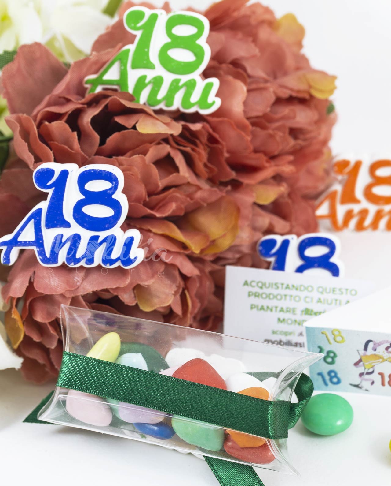 Gessetto 18 anni colorato su tubicino con confetti - immagine 3