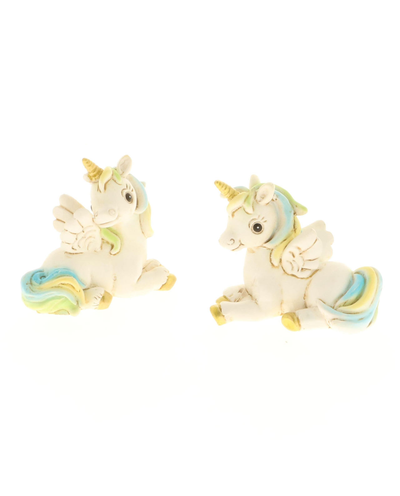 Sculturina Unicorno azzurro e giallo