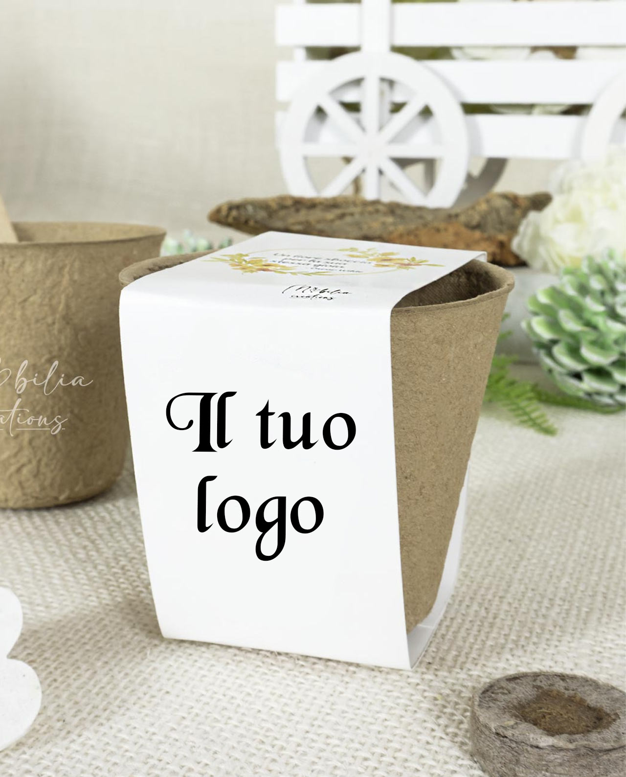Terrario idea regalo aziendale con etichetta personalizzata
