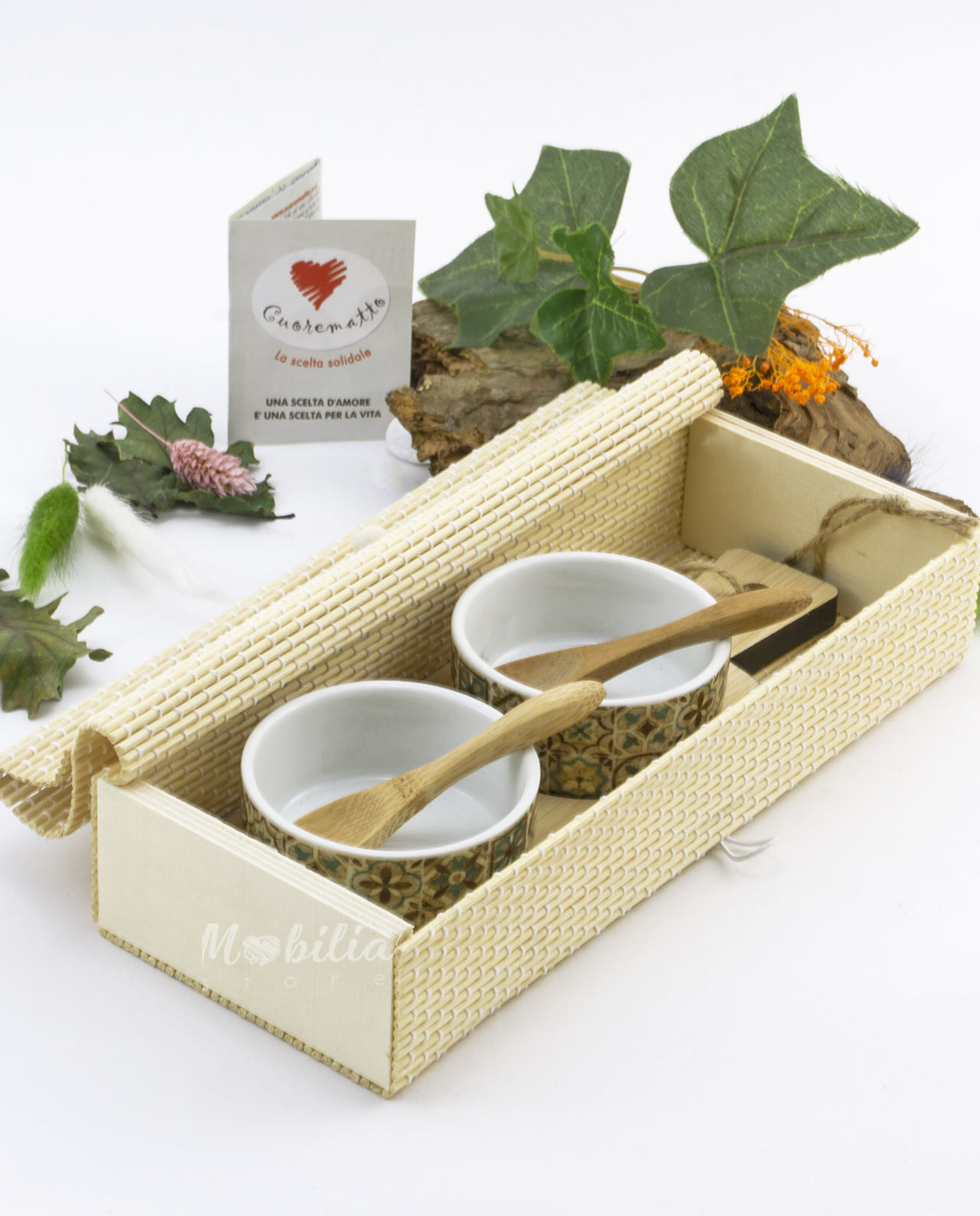 Antipastiera in legno con ciotoline in ceramica Cuorematto - immagine 2