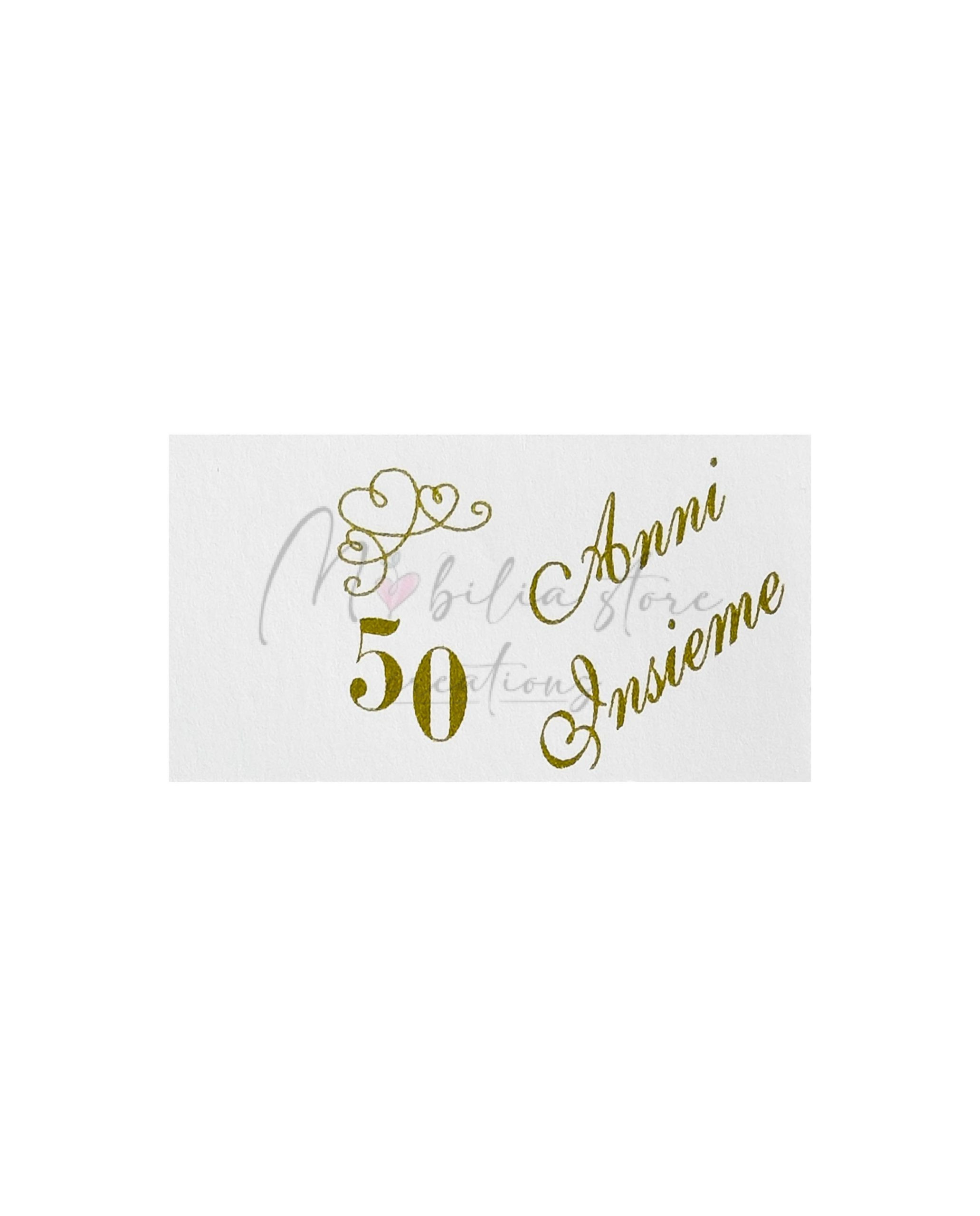 Set di 10 biglietti cerimonia 50 anni insieme con cuoricino