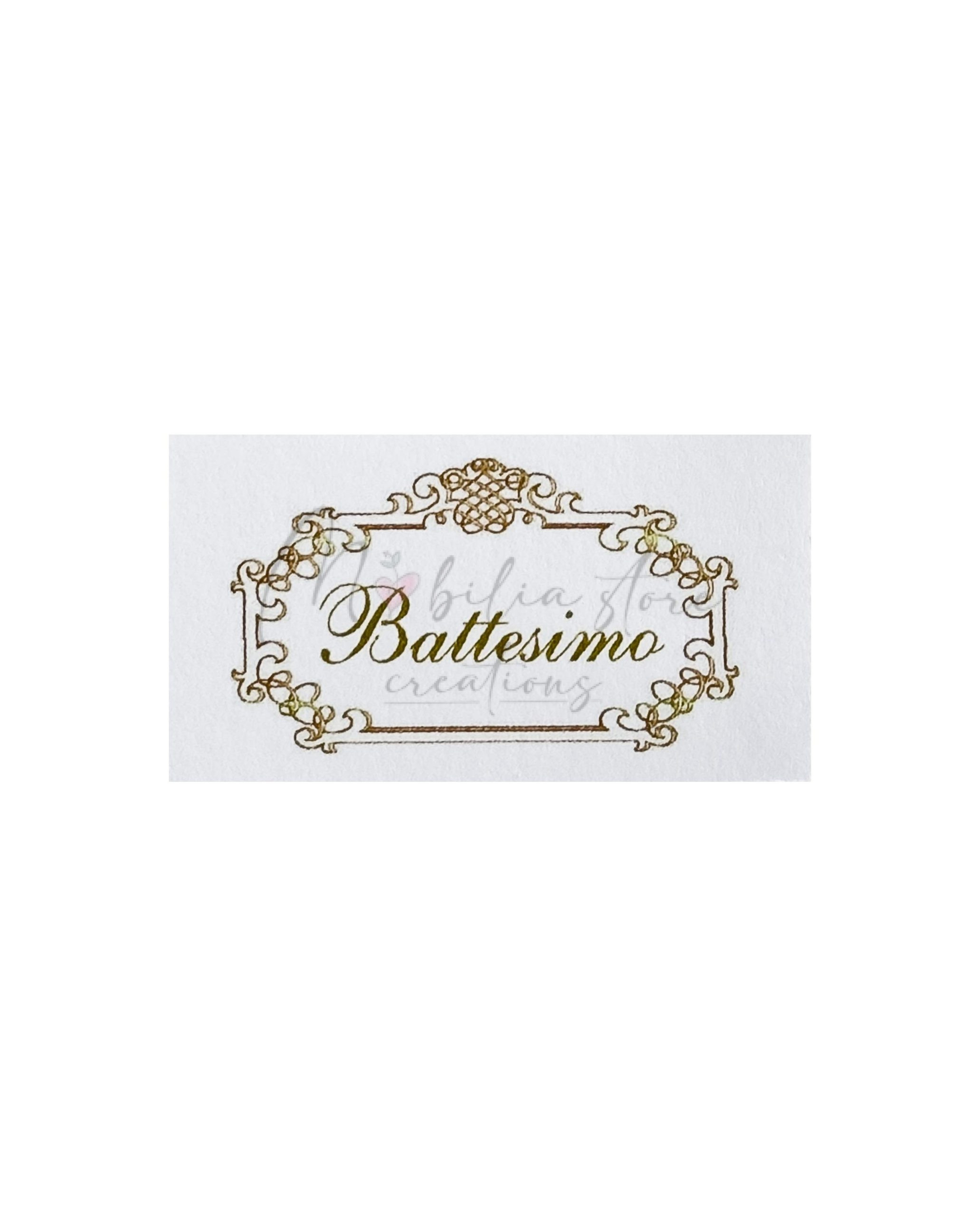Set di 10 biglietti cerimonia bianco con scritta Battesimo oro