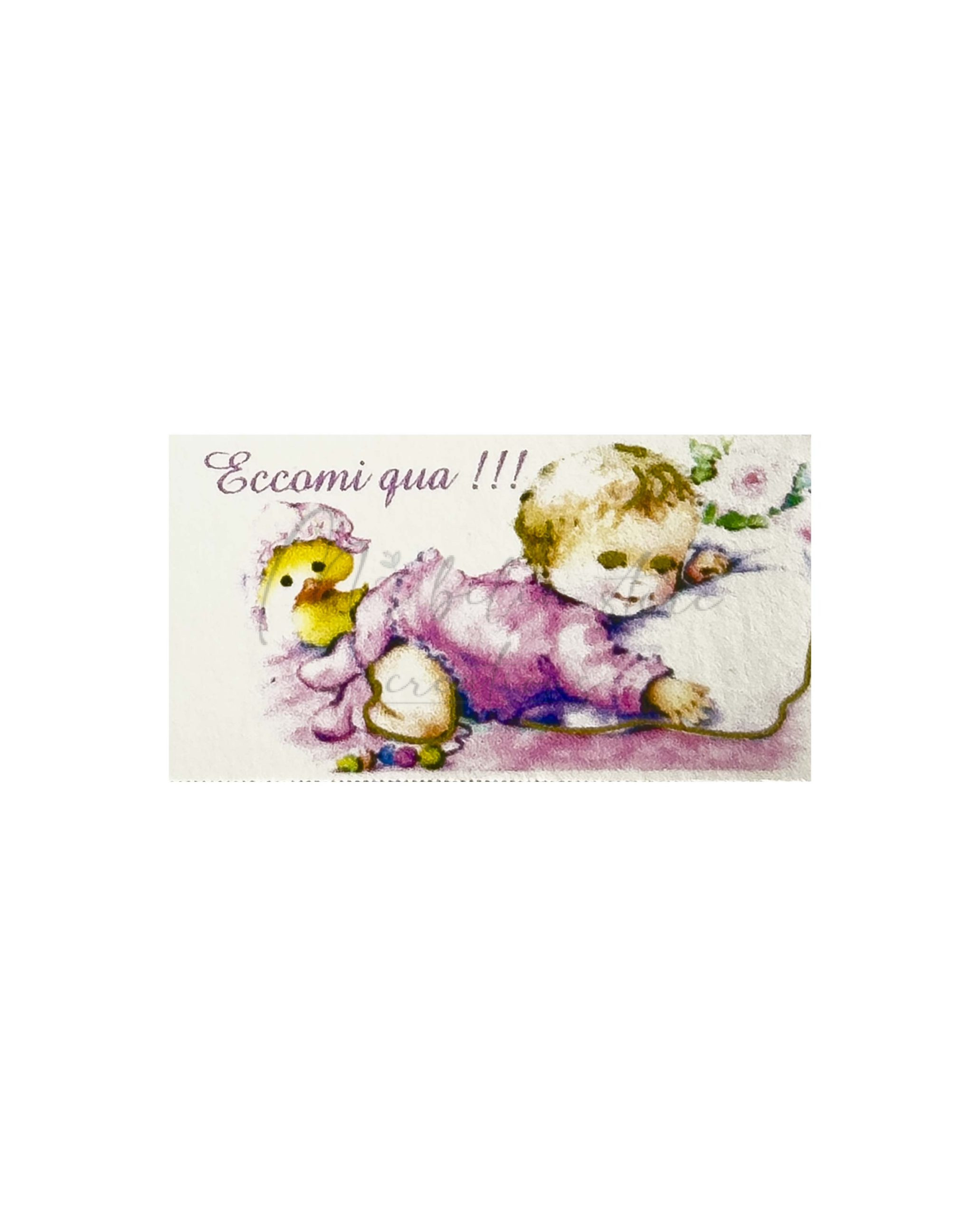 Set di 10 bigliettini cerimonia Nascita con Bimba