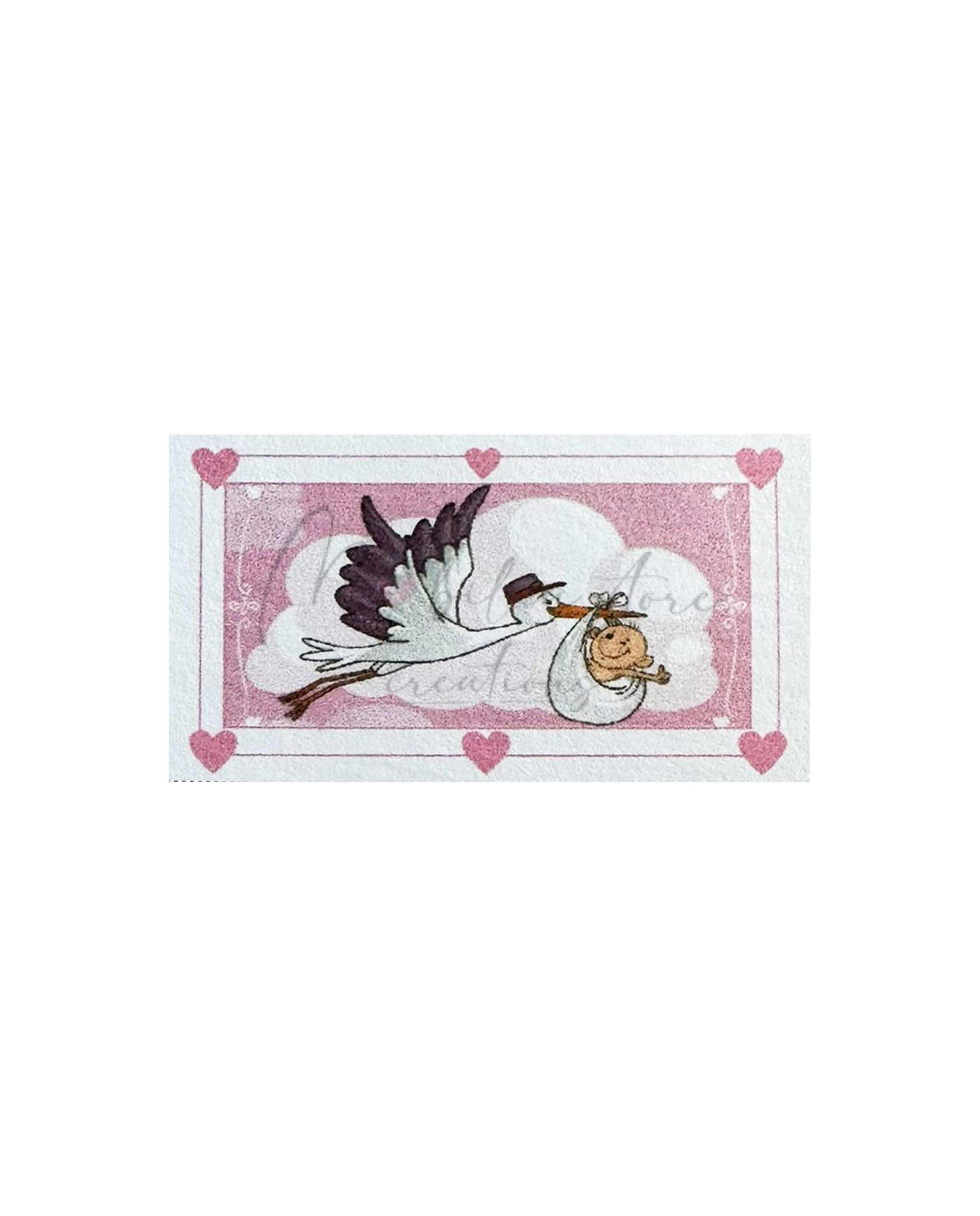 Set di 10 biglietti cicogna con bimba
