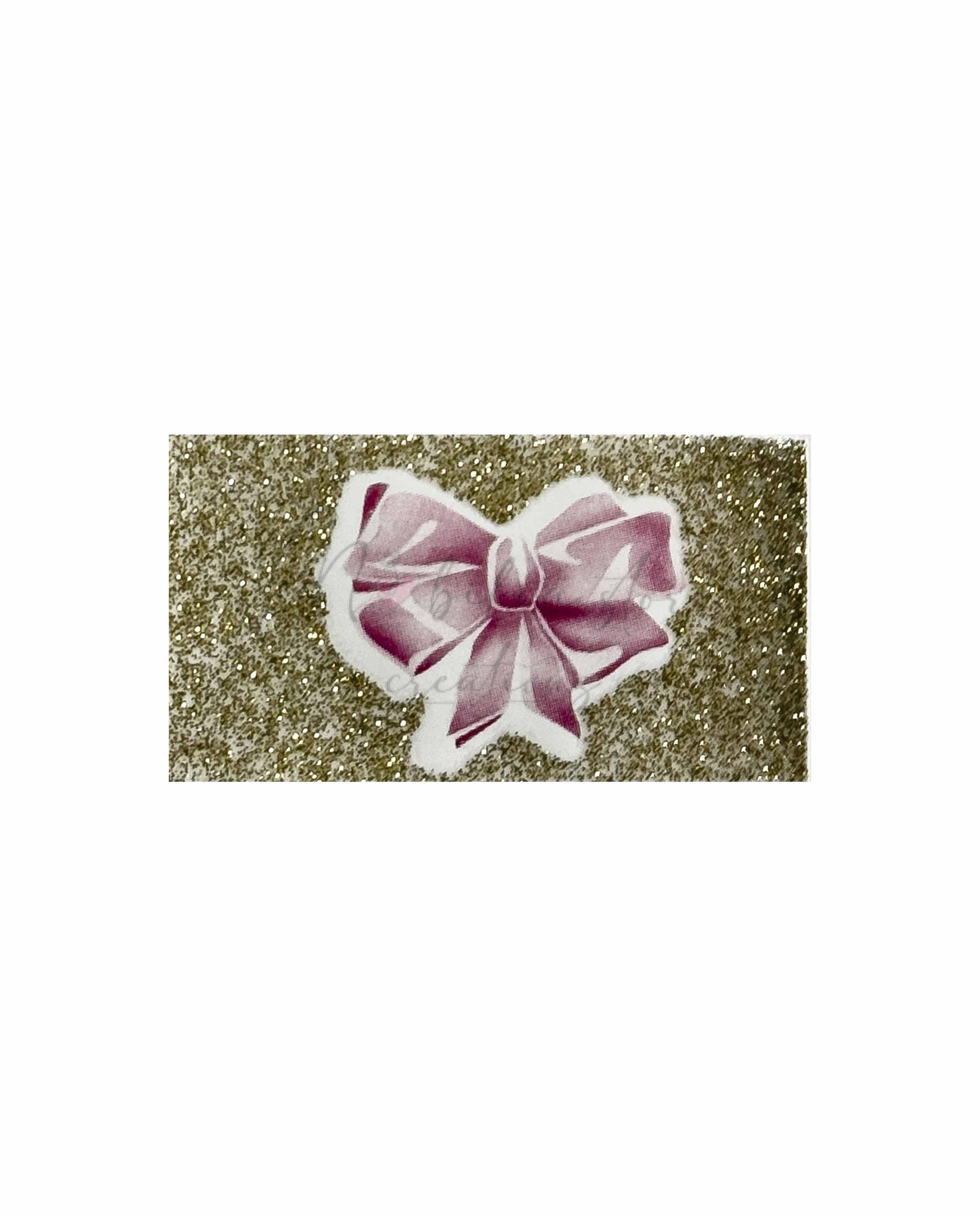 Set di 10 biglietti cerimonia glitter oro e fiocco rosa