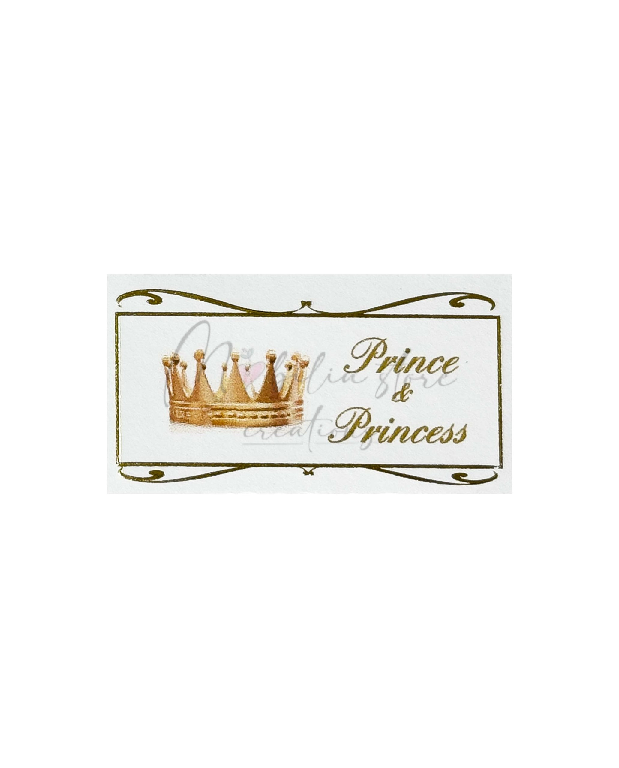 Set di 10 biglietti cerimonia con corona prince e princess