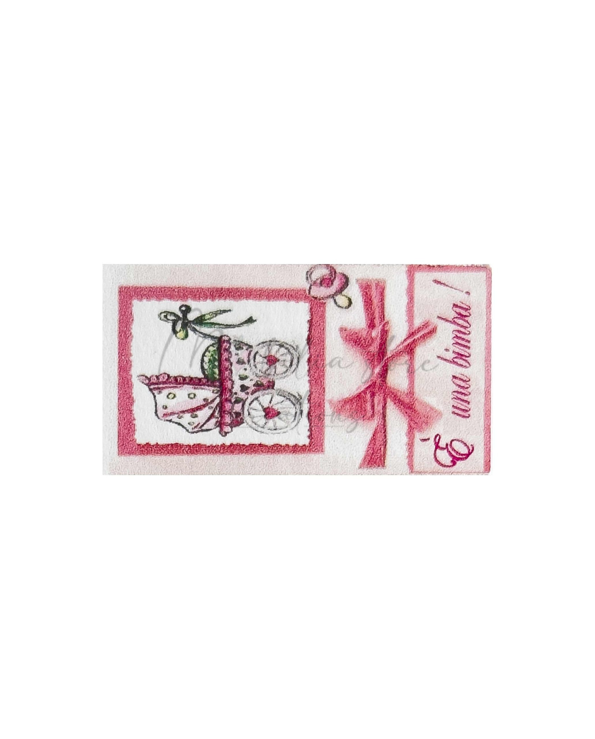 Set di 10 biglietti cerimonia Nascita Bimba con Carrozzina
