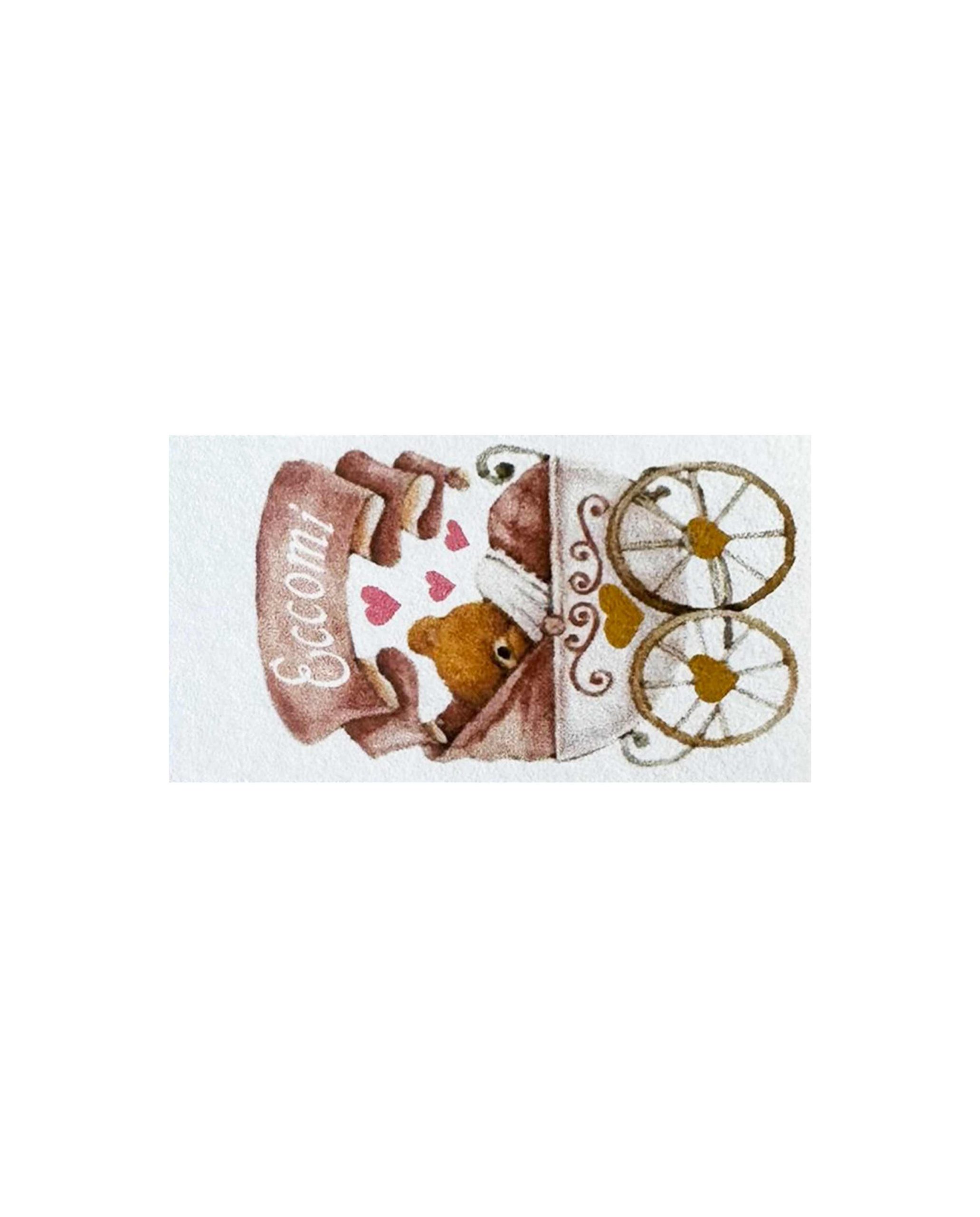 Set di 10 biglietti orsetto con culla rosa