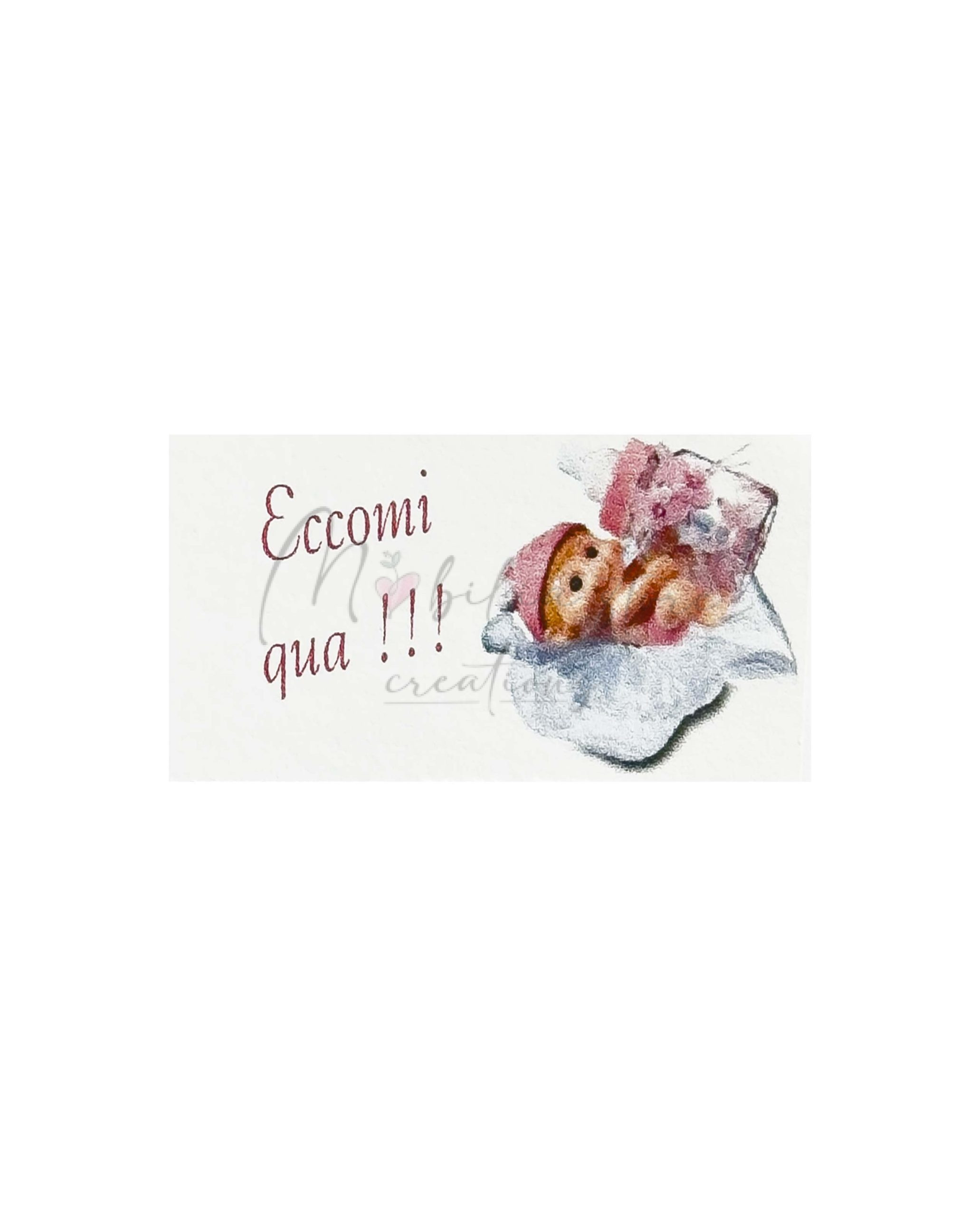 Set di 10 biglietti cerimonia nascita bimba con biberon