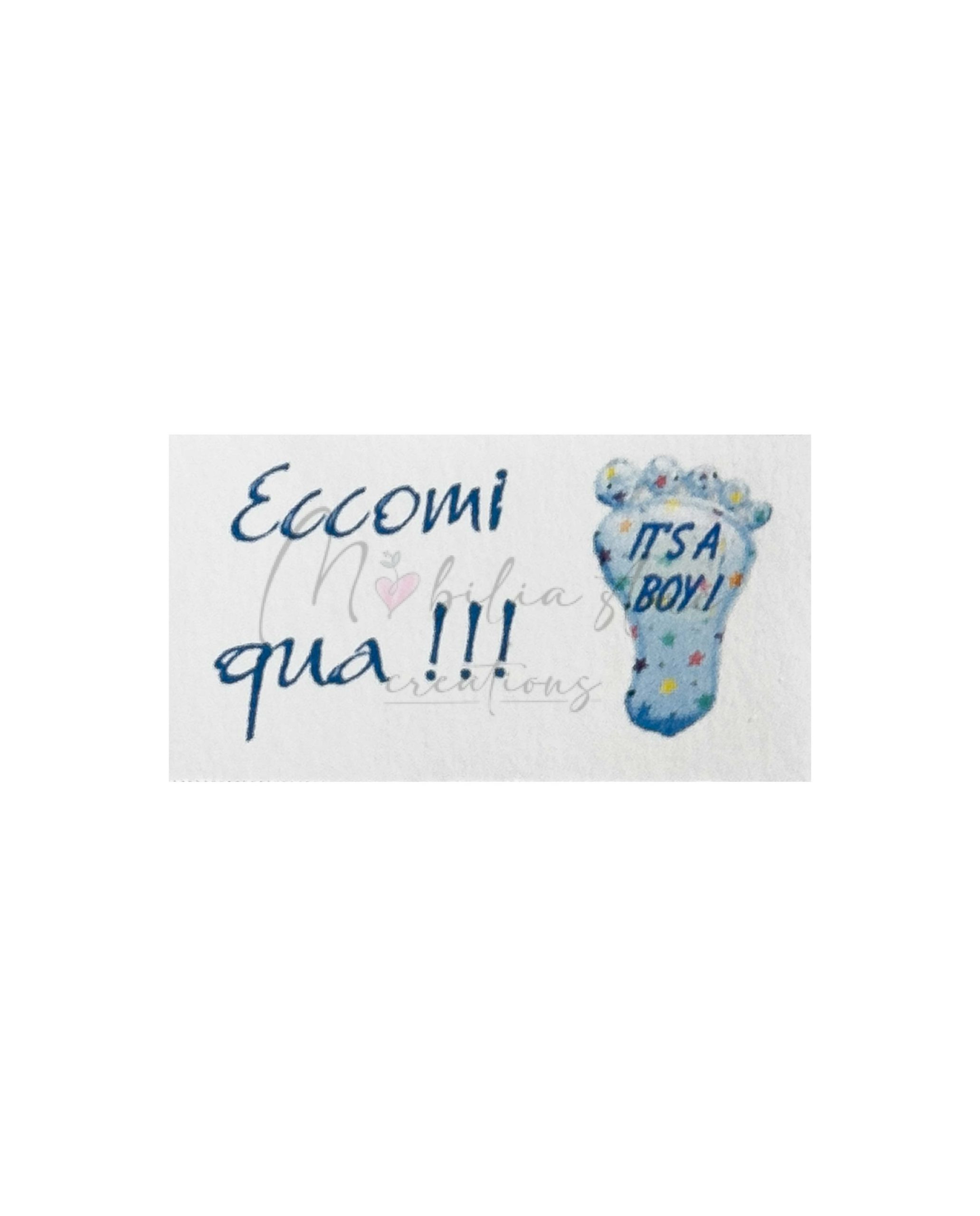 Set di 10 biglietti cerimonia nascita bimbo con piedino