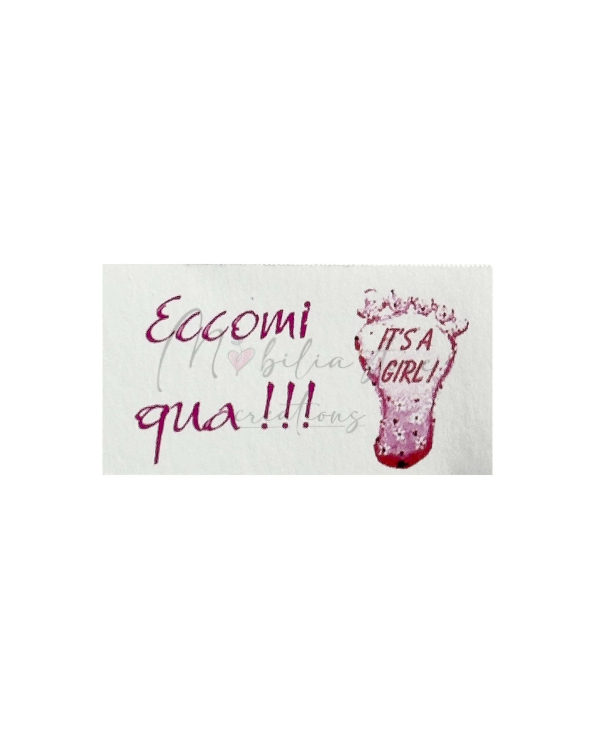 Set di 10 biglietti cerimonia nascita bimba con piedino