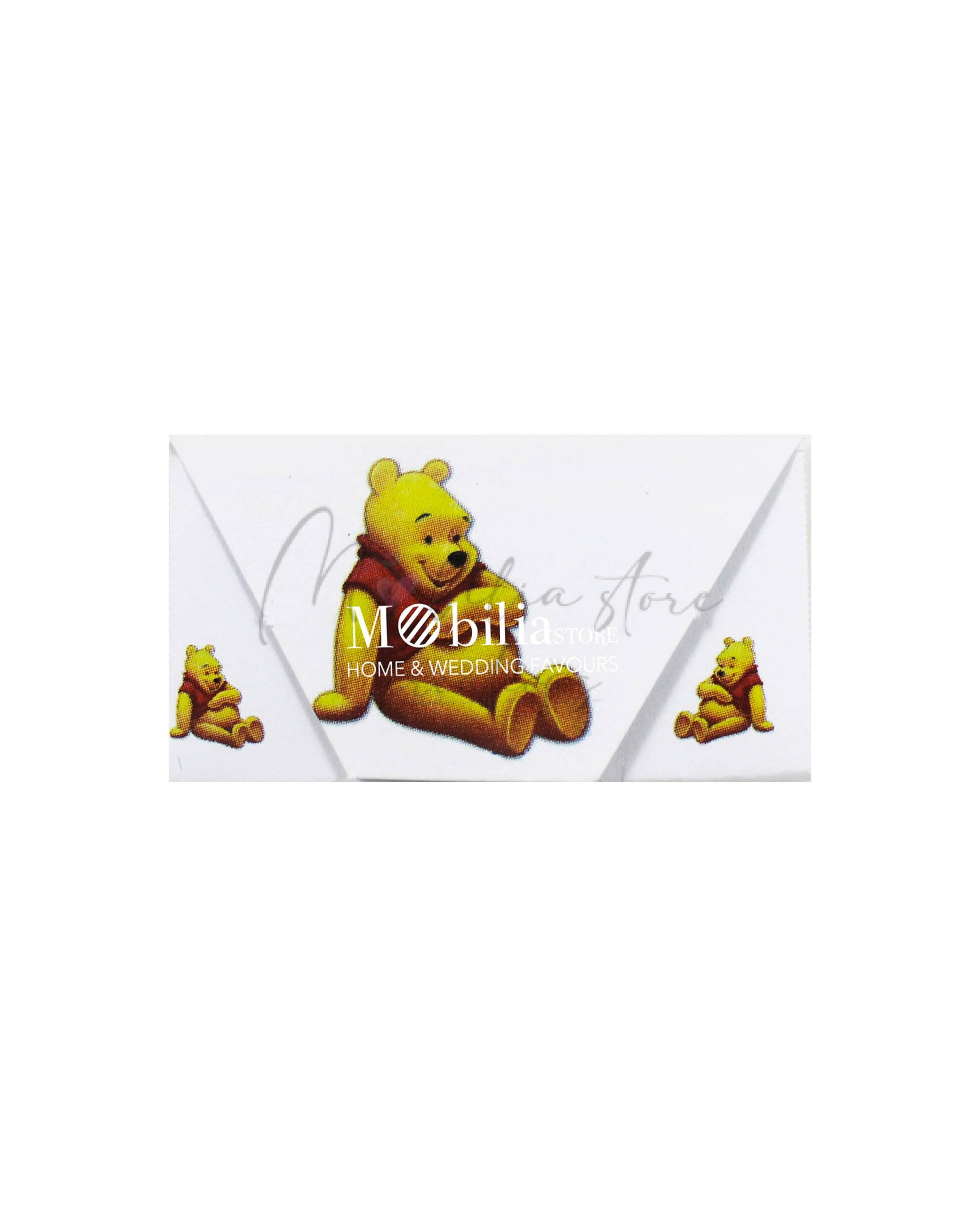 Set di 6 biglietti cerimonia bianco con winnie the pooh e chiusura a busta