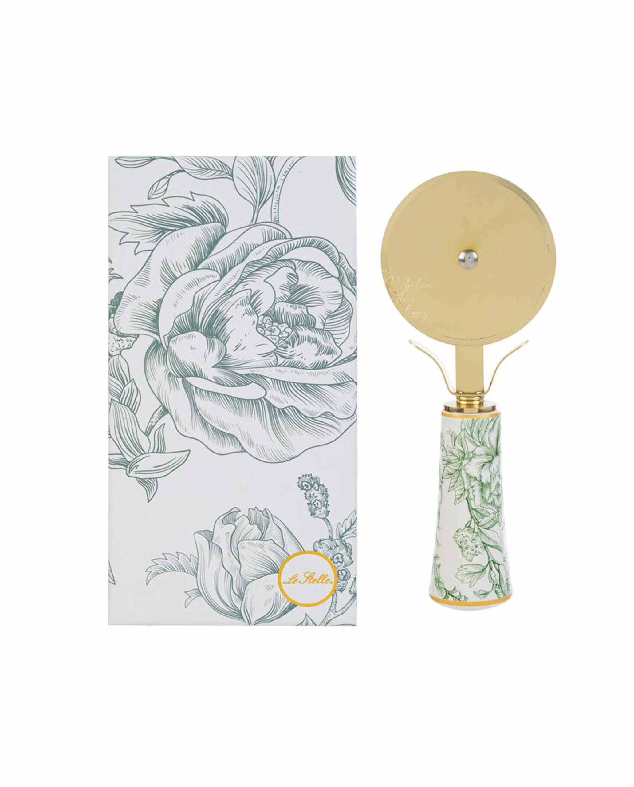 Tagliapizza decoro floreale vari colori e scatola regalo