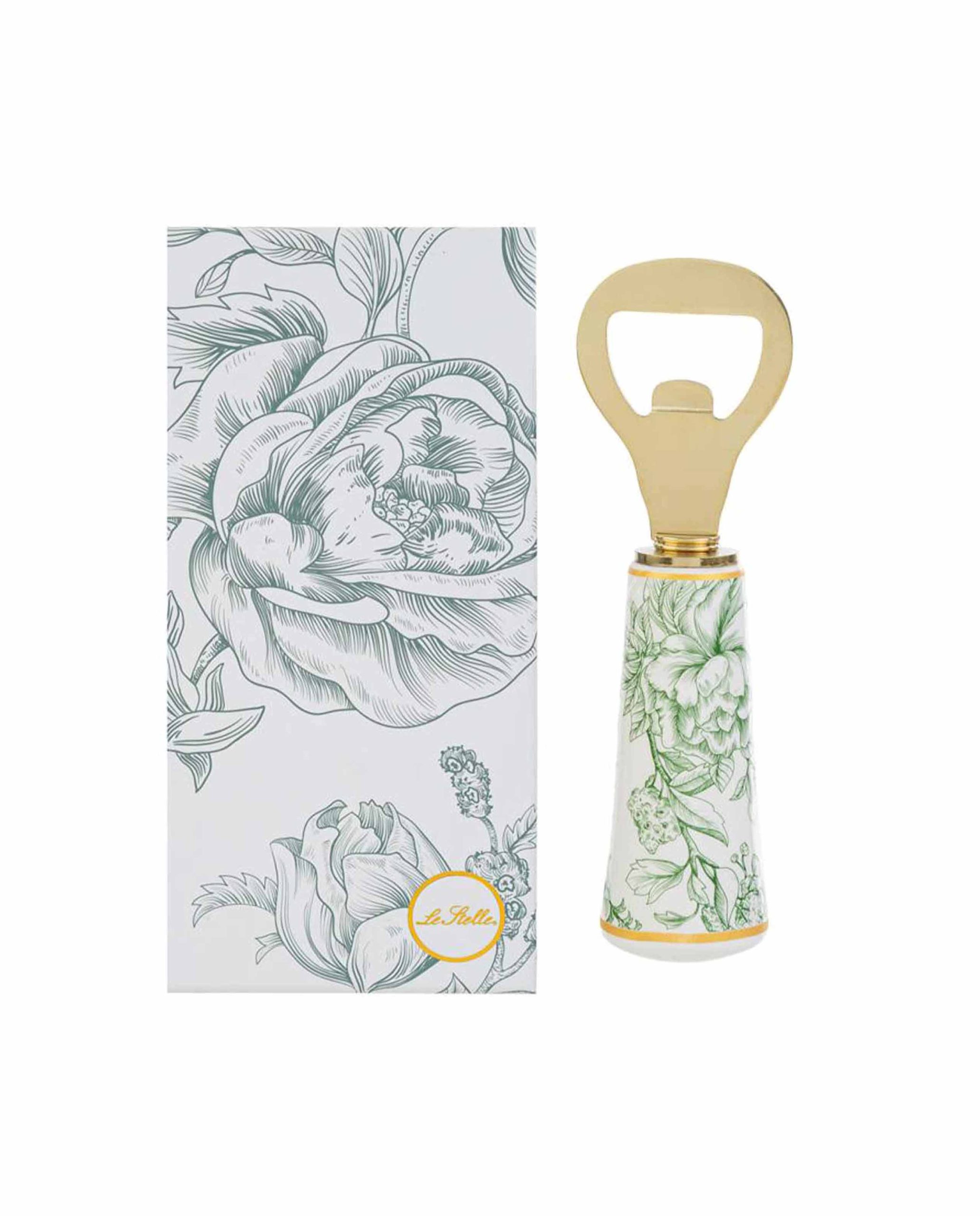 Apribottiglie decoro floreale vari colori e scatola regalo