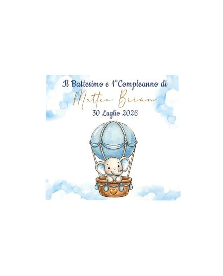 Bigliettino mongolfiera azzurra